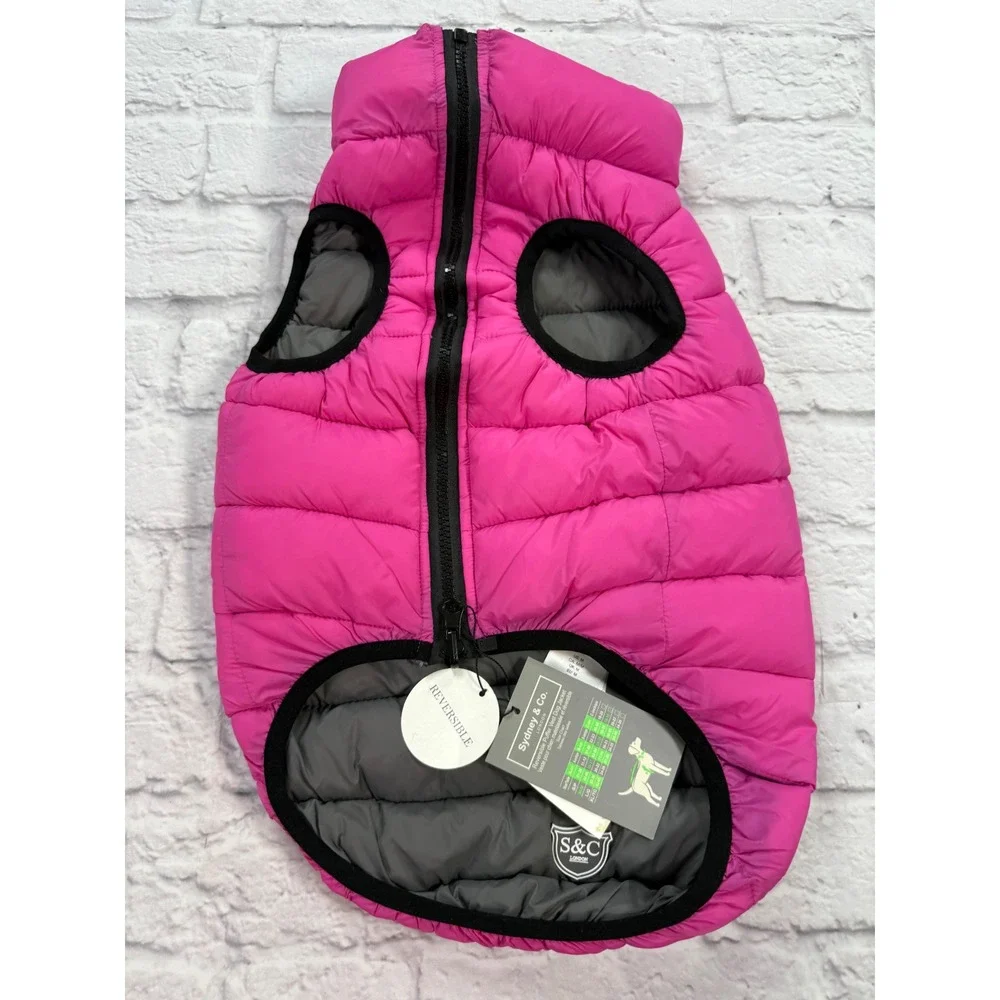 Sydney & Co Puffer Vest Dog Medium Pink New Reversible Quilted Jacket 0642